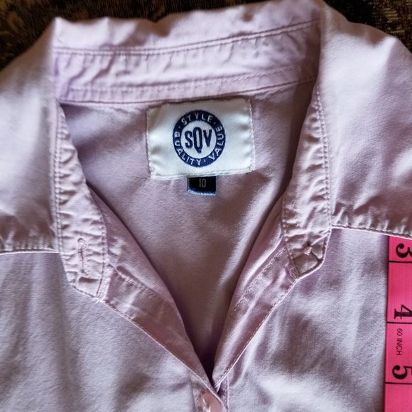 Vintage pale pink, cotton, S, M, close fit, rounded base, shirt style, SQV - Picture 4 of 7
